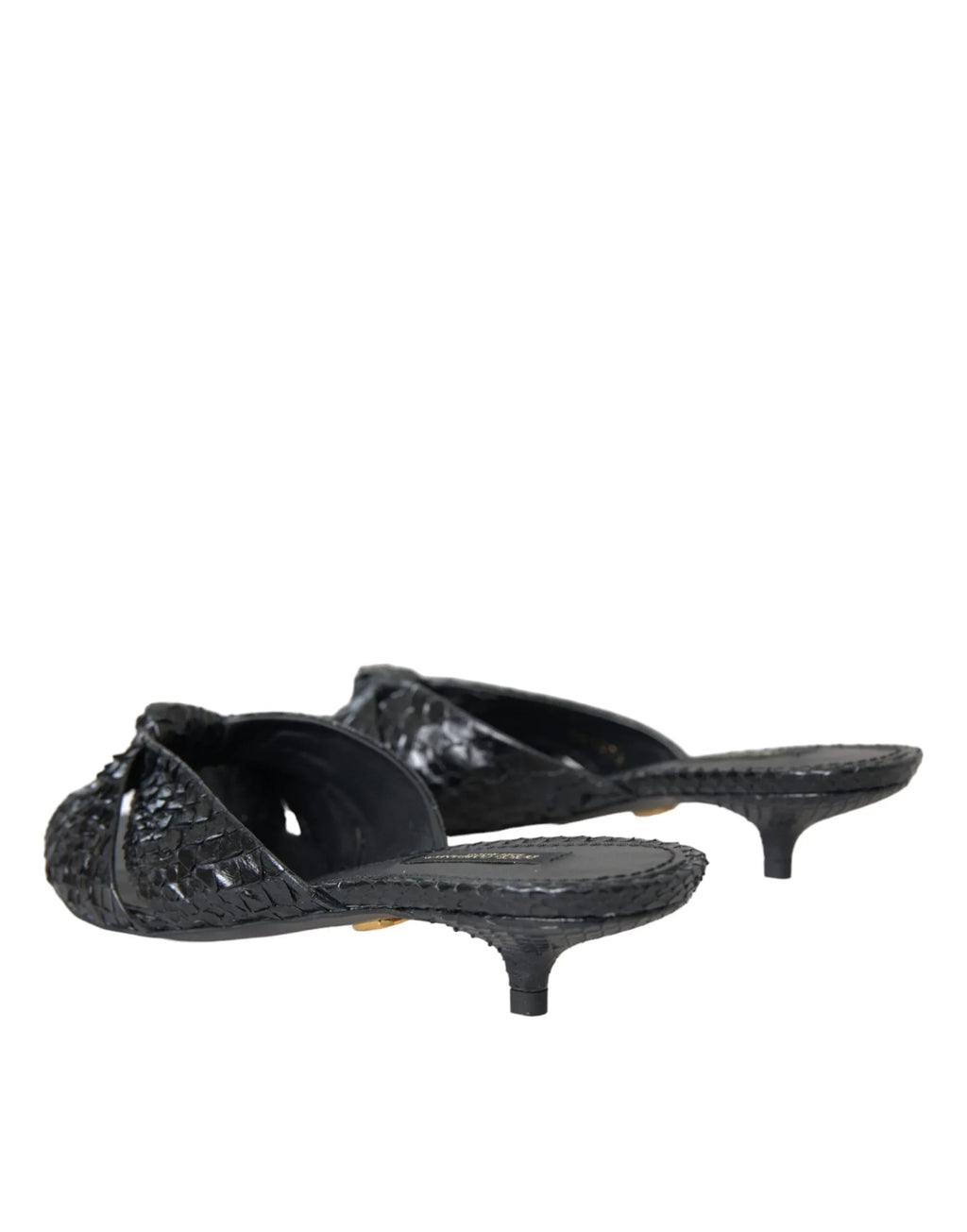 Dolce & Gabbana Black Exotic Leather Heels Slides Shoes - Zeiniez