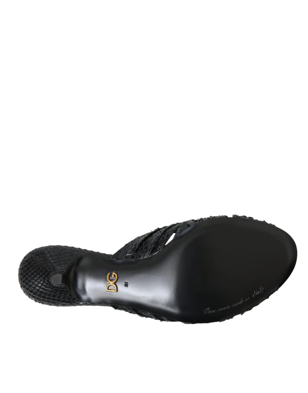 Dolce & Gabbana Black Exotic Leather Heels Slides Shoes - Zeiniez