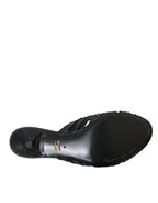 Dolce & Gabbana Black Exotic Leather Heels Slides Shoes - Zeiniez