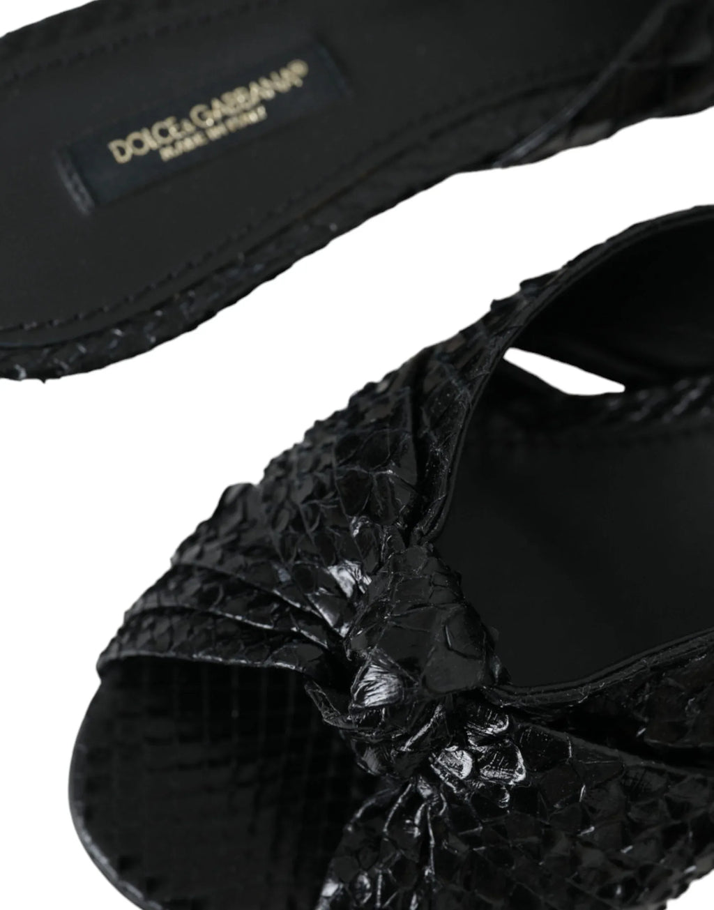 Dolce & Gabbana Black Exotic Leather Heels Slides Shoes - Zeiniez
