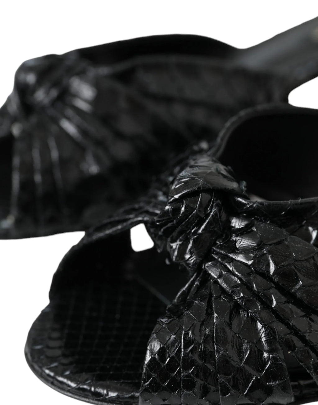 Dolce & Gabbana Black Exotic Leather Heels Slides Shoes - Zeiniez