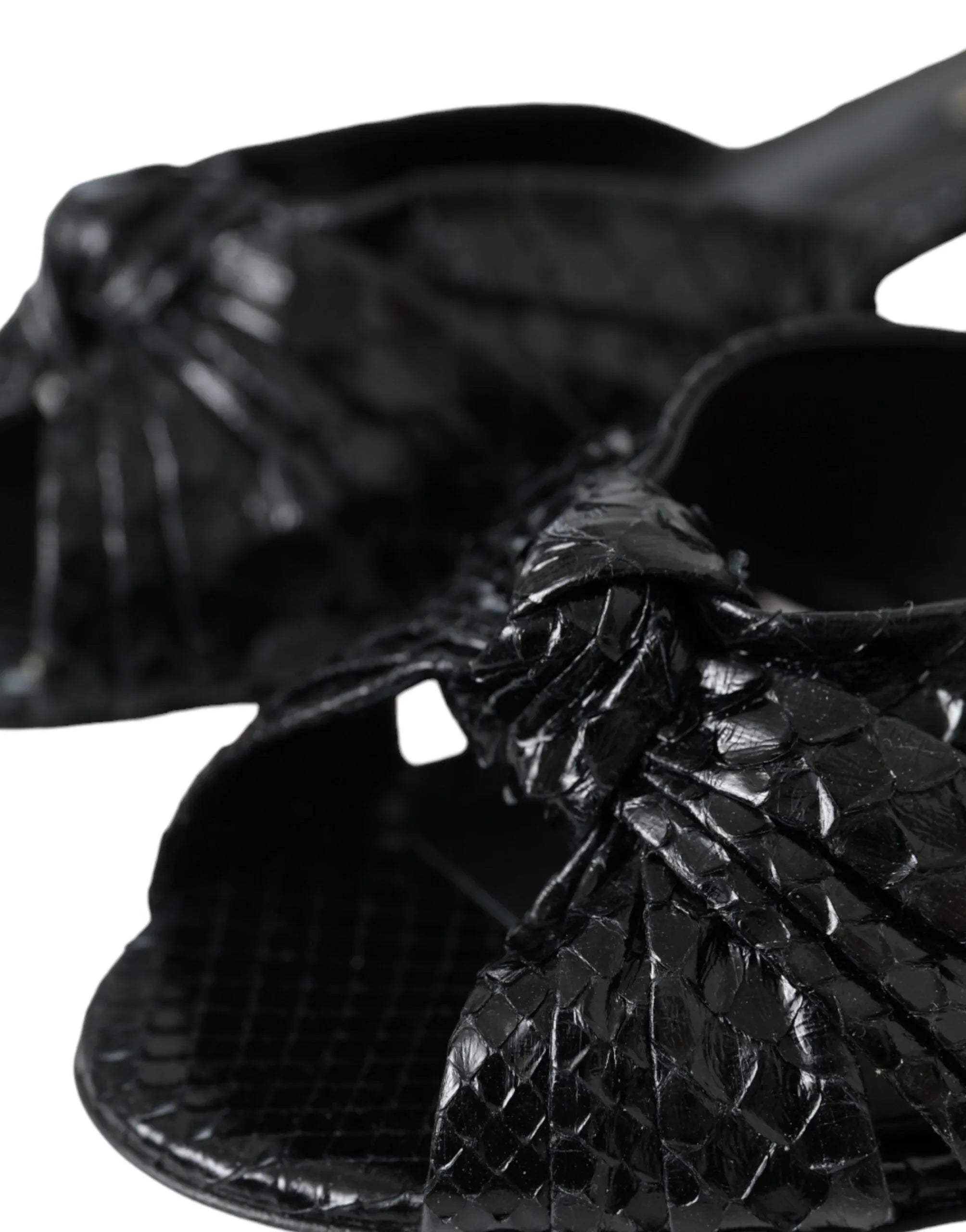 Dolce & Gabbana Black Exotic Leather Heels Slides Shoes - Zeiniez