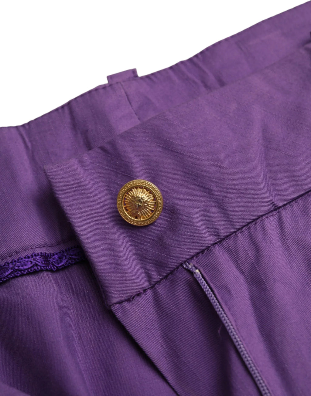 BENCIVENGA Purple Cotton MidWaist Straight Cropped Pants - Zeiniez