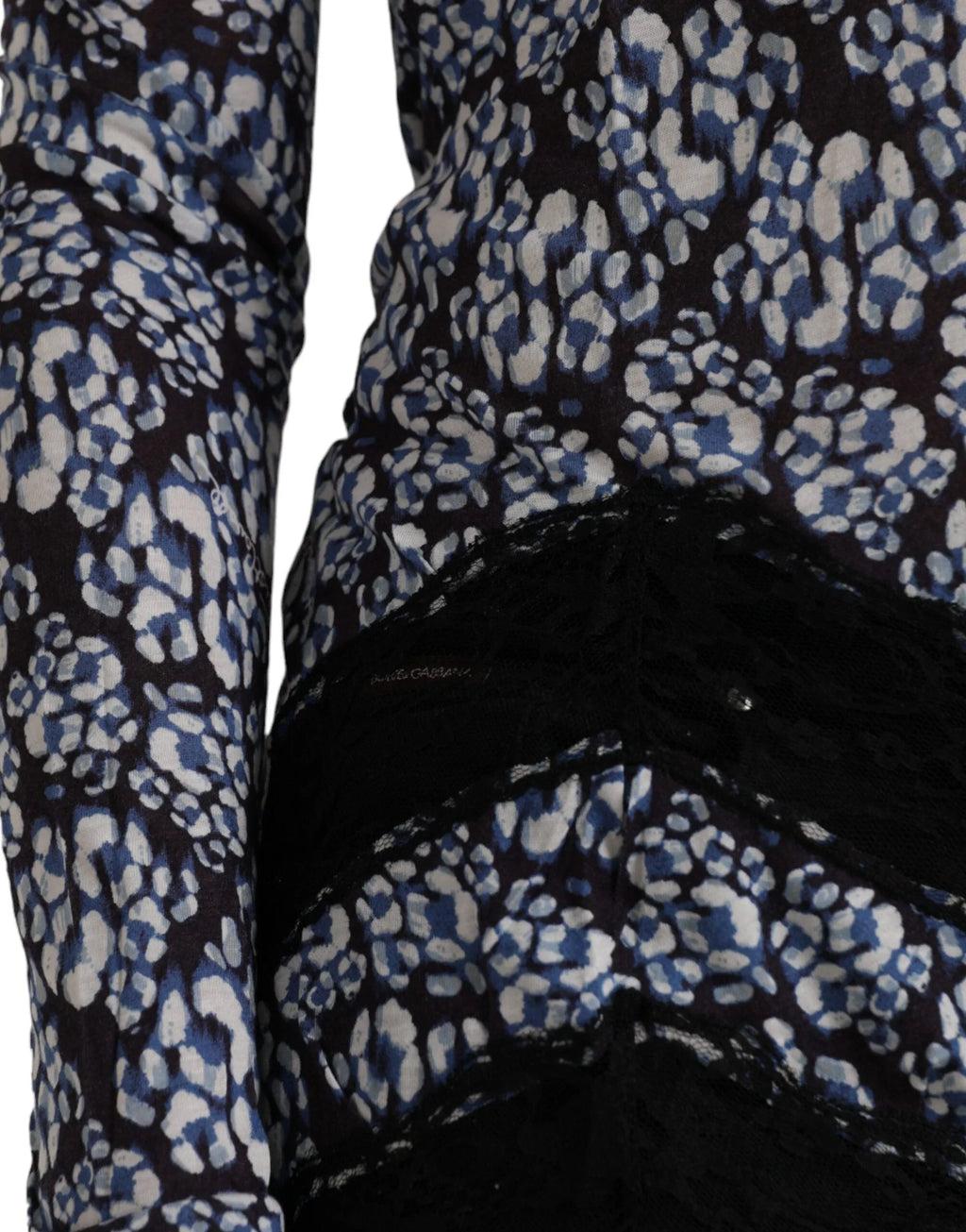 Just Cavalli Blue Floral Lace Long Sleeves Top Underwear Blouse - Zeiniez