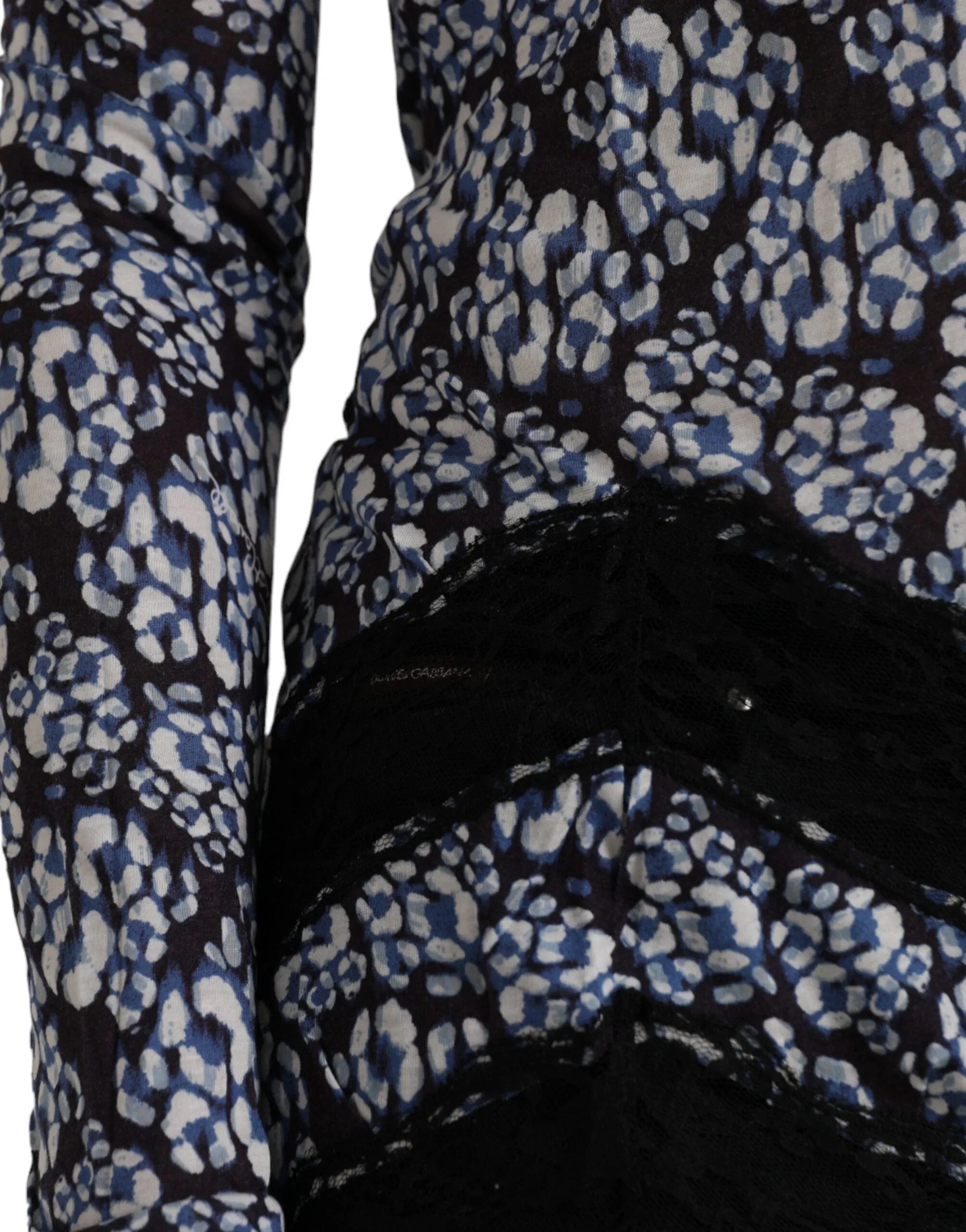 Just Cavalli Blue Floral Lace Long Sleeves Top Underwear Blouse - Zeiniez