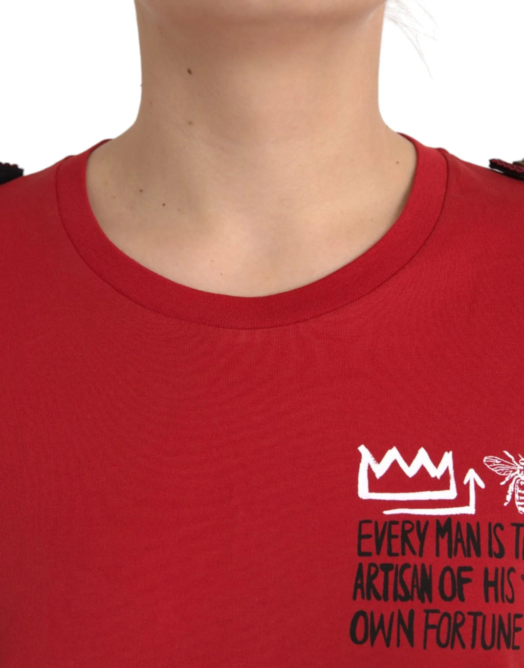 Dolce & Gabbana Red Cotton Graphic Print Crew Neck T-shirt - Zeiniez