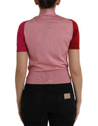 Dolce & Gabbana Pink Short Sleeves Pullover Ascot Collar Top - Zeiniez