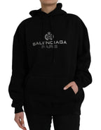 Balenciaga Black Cotton Logo Hooded Pullover Sweatshirt Sweater - Zeiniez