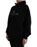 Balenciaga Black Cotton Logo Hooded Pullover Sweatshirt Sweater - Zeiniez