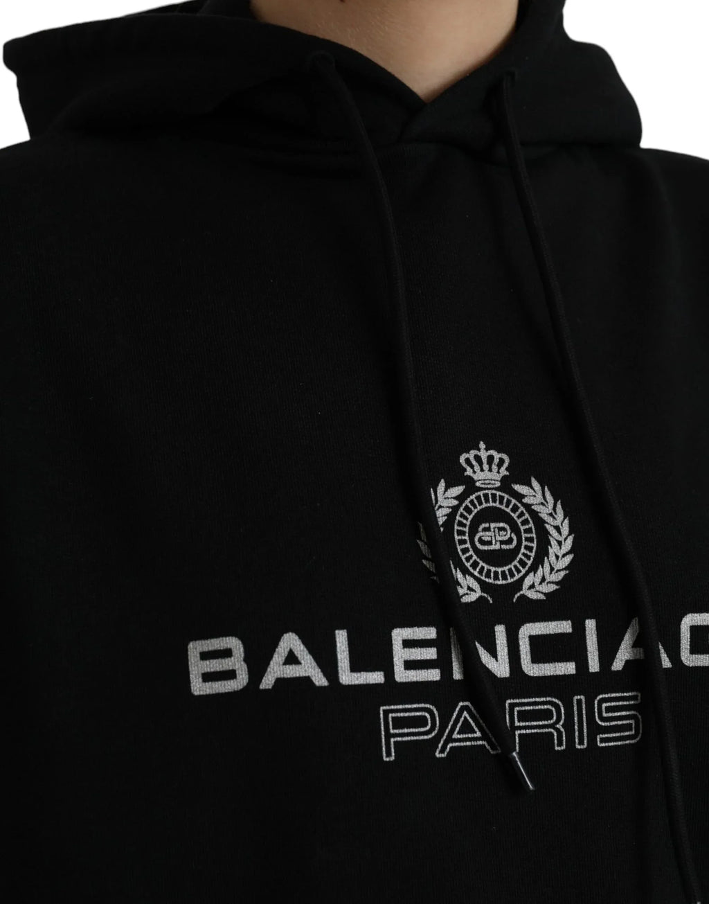Balenciaga Black Cotton Logo Hooded Pullover Sweatshirt Sweater - Zeiniez