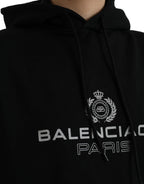 Balenciaga Black Cotton Logo Hooded Pullover Sweatshirt Sweater - Zeiniez