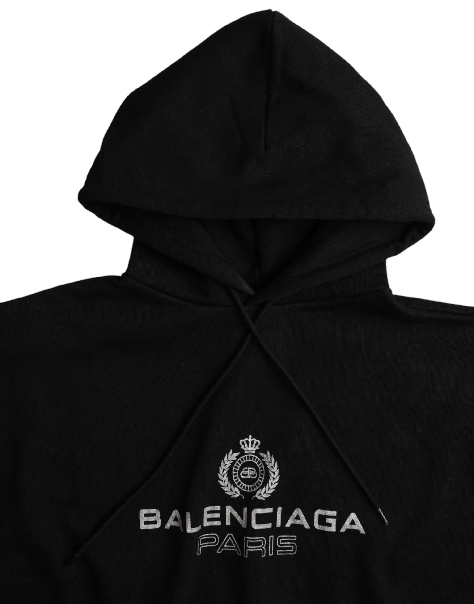 Balenciaga Black Cotton Logo Hooded Pullover Sweatshirt Sweater - Zeiniez