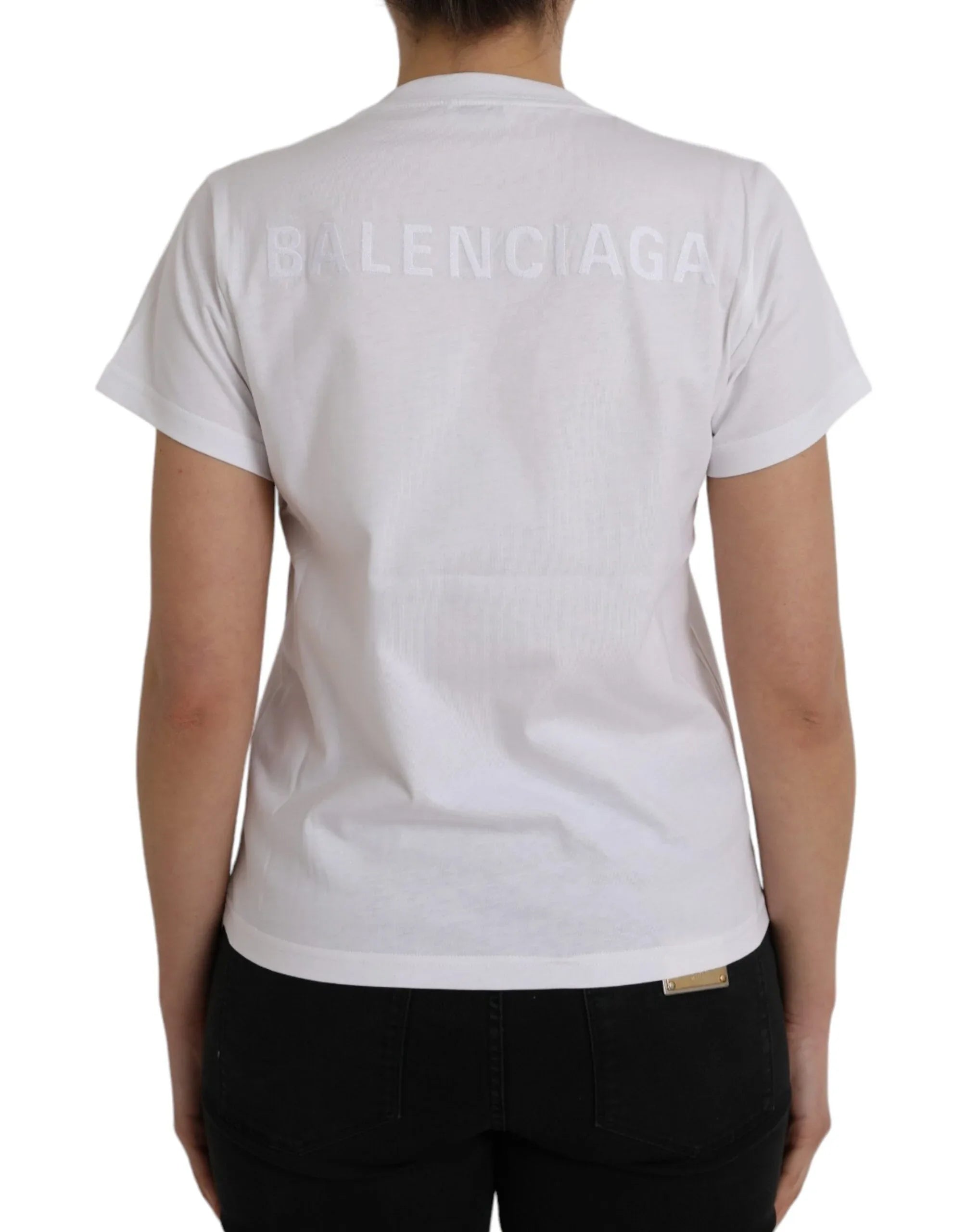 Balenciaga White Cotton Crew Neck Short Sleeves T-shirt - Zeiniez