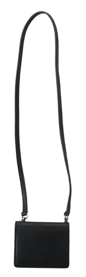 Dolce & Gabbana Black Leather Bifold Shoulder Sling Women Wallet - Zeiniez
