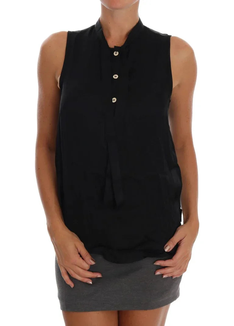 Versace Jeans Black Sleeveless Viscose Blouse Top - Zeiniez