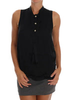 Versace Jeans Black Sleeveless Viscose Blouse Top - Zeiniez