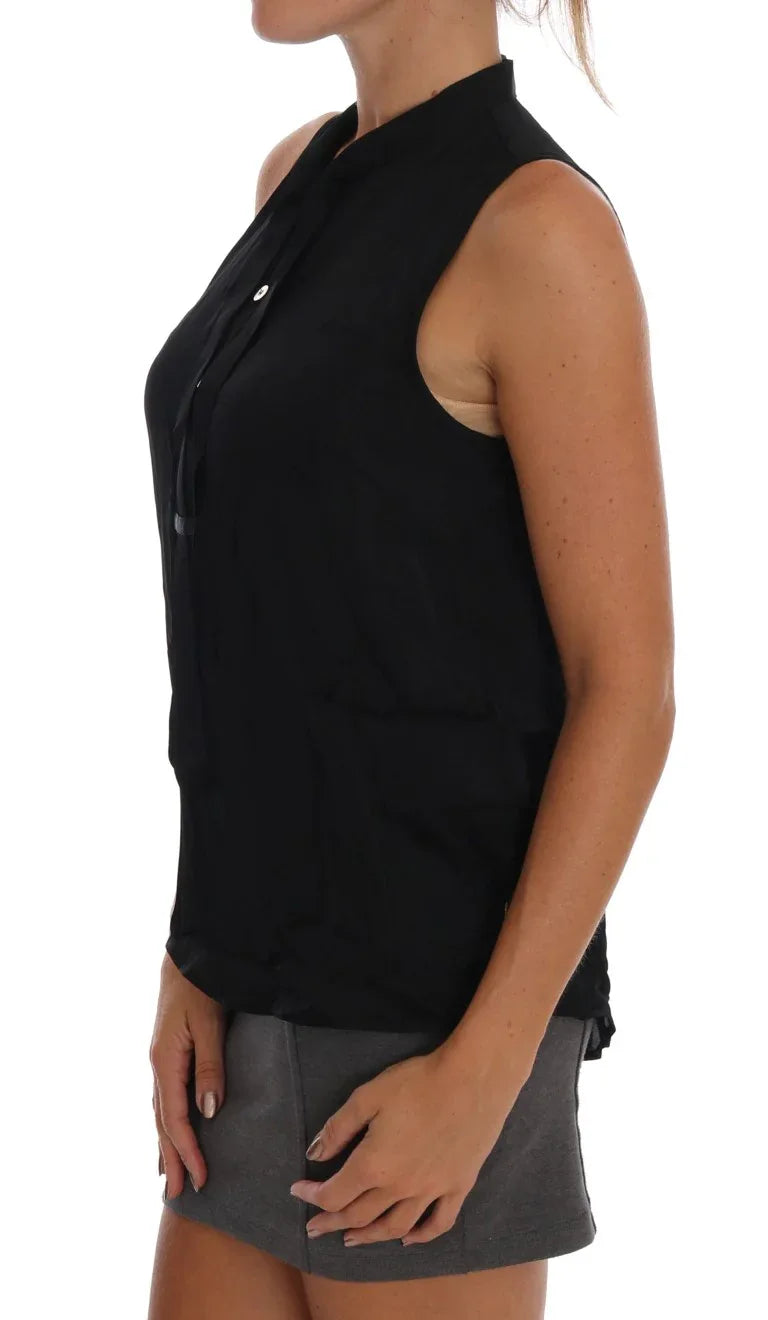 Versace Jeans Black Sleeveless Viscose Blouse Top - Zeiniez