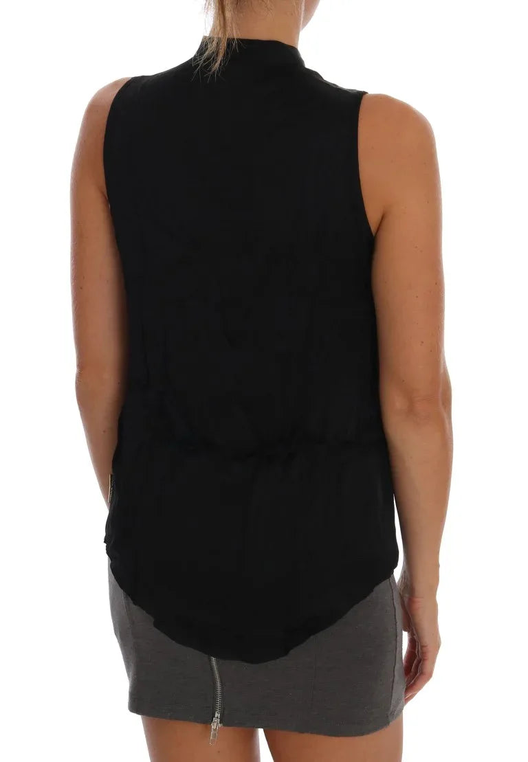 Versace Jeans Black Sleeveless Viscose Blouse Top - Zeiniez