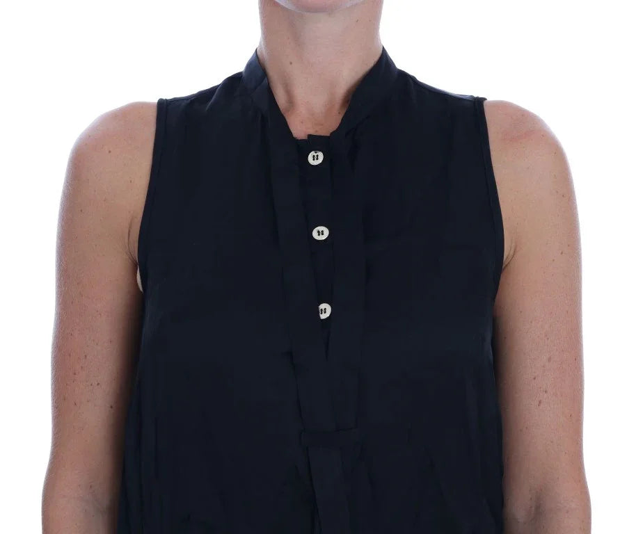 Versace Jeans Black Sleeveless Viscose Blouse Top - Zeiniez