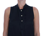 Versace Jeans Black Sleeveless Viscose Blouse Top - Zeiniez