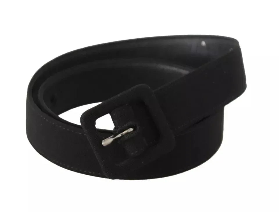 Dolce & Gabbana Black Velvet Leather Logo Waist Buckle Belt - Zeiniez