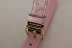 Dolce & Gabbana Pink Jaquard Embroidered Gold Tone Metal Buckle Belt - Zeiniez