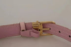 Dolce & Gabbana Pink Jaquard Embroidered Gold Tone Metal Buckle Belt - Zeiniez