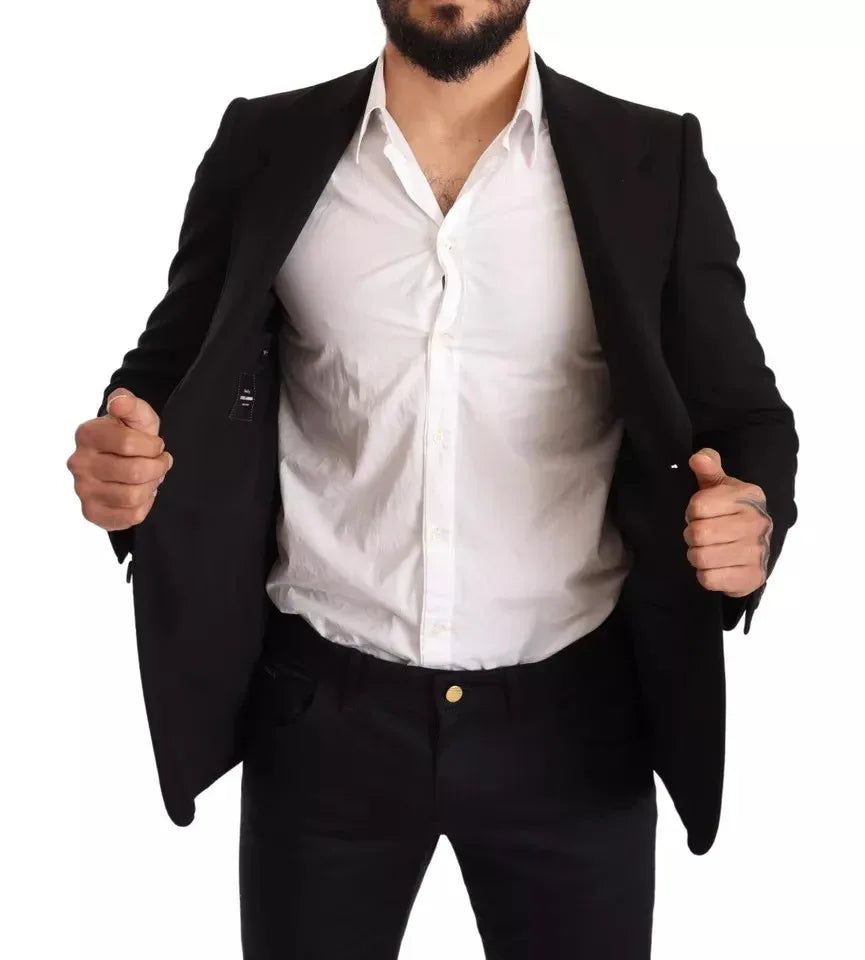 Dolce & Gabbana Black Wool Slim Fit Coat Jacket Blazer - Zeiniez