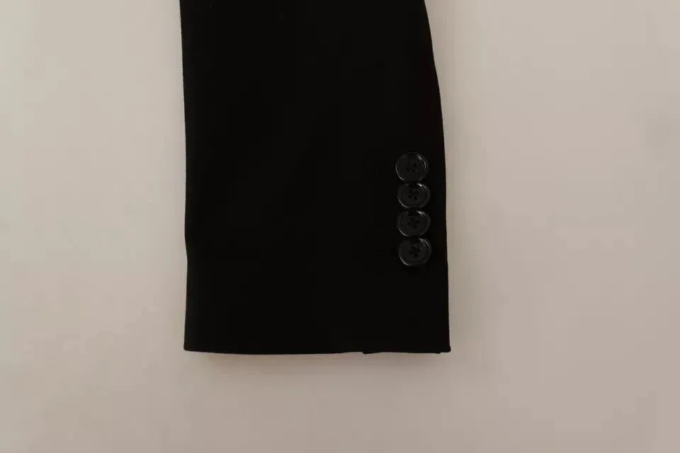 Dolce & Gabbana Black Wool Slim Fit Coat Jacket Blazer - Zeiniez