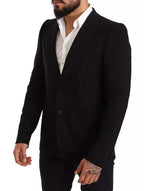 Dolce & Gabbana Black Wool Slim Fit Coat Jacket Blazer - Zeiniez