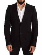 Dolce & Gabbana Black Wool Slim Fit Coat Jacket Blazer - Zeiniez