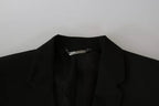 Dolce & Gabbana Black Wool Slim Fit Notch Jacket Blazer