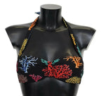 Dolce & Gabbana Black Corals Print Swimsuit Beachwear Bikini Top - Zeiniez
