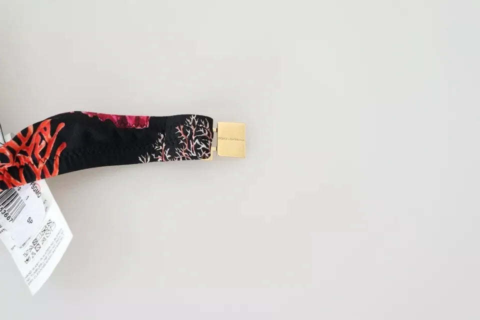 Dolce & Gabbana Black Corals Print Swimsuit Beachwear Bikini Top - Zeiniez