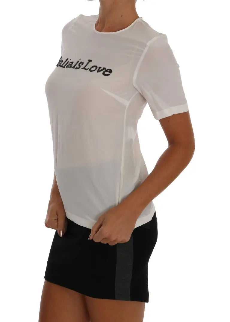 Dolce & Gabbana White Silk ITALIA IS LOVE Blouse T-shirt - Zeiniez