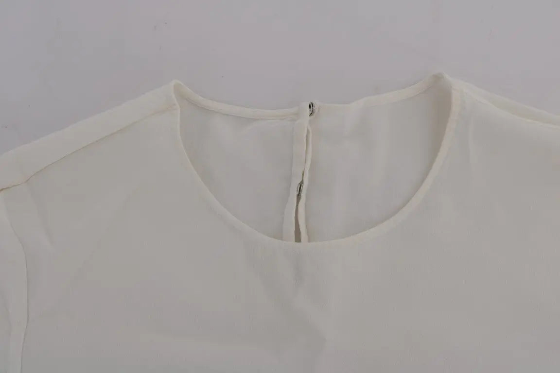 Dolce & Gabbana White Silk ITALIA IS LOVE Blouse T-shirt - Zeiniez