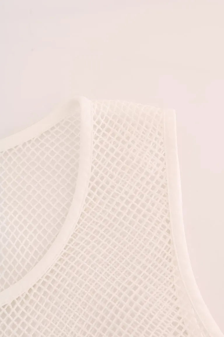 Dolce & Gabbana White Net Tank Transparent Top - Zeiniez