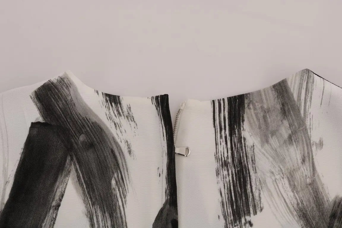 Dolce & Gabbana White Black Striped Printed Blouse Top - Zeiniez