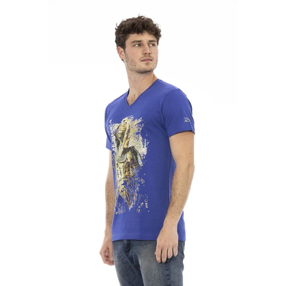 Trussardi Action Blue Cotton Men T-Shirt - Zeiniez