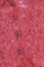 Dolce & Gabbana Orange Crystal Buttons Floral Lace Blouse - Zeiniez