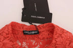 Dolce & Gabbana Orange Crystal Buttons Floral Lace Blouse - Zeiniez