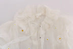 Dolce & Gabbana White Daisy Applique Silk Shirt - Zeiniez