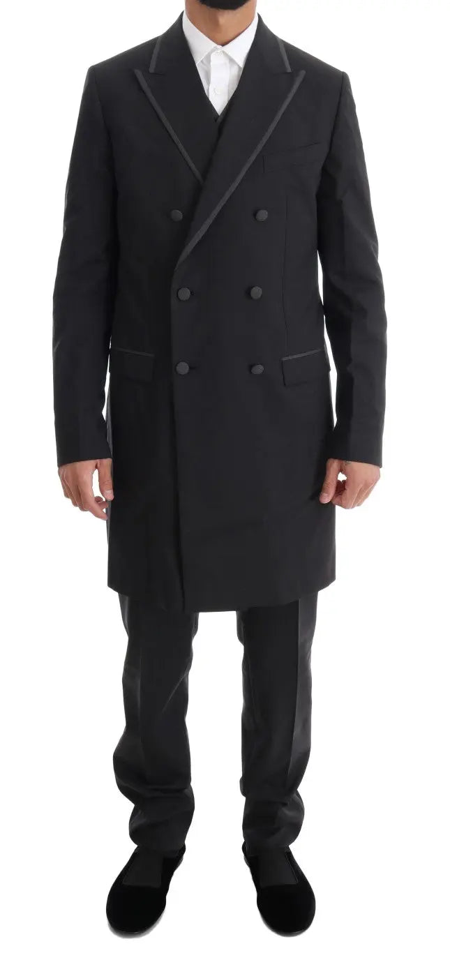 Dolce & Gabbana Gray Wool Stretch 3 Piece Two Button Suit - Zeiniez