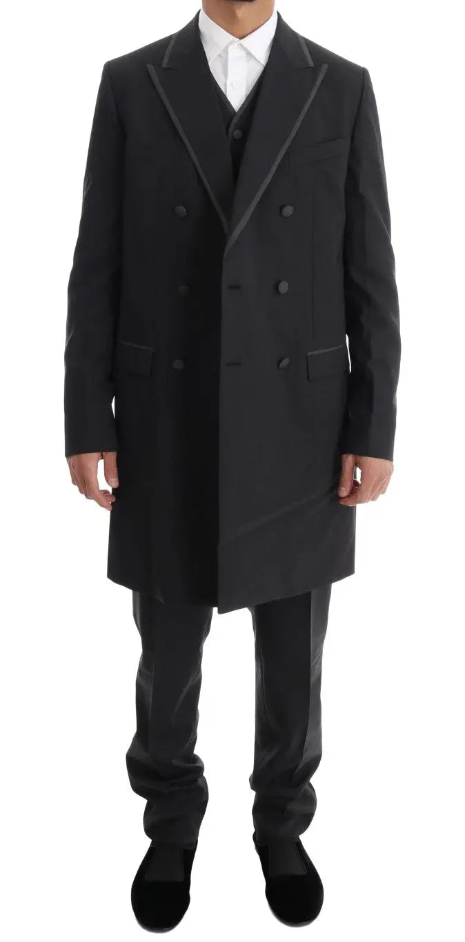 Dolce & Gabbana Gray Wool Stretch 3 Piece Two Button Suit - Zeiniez