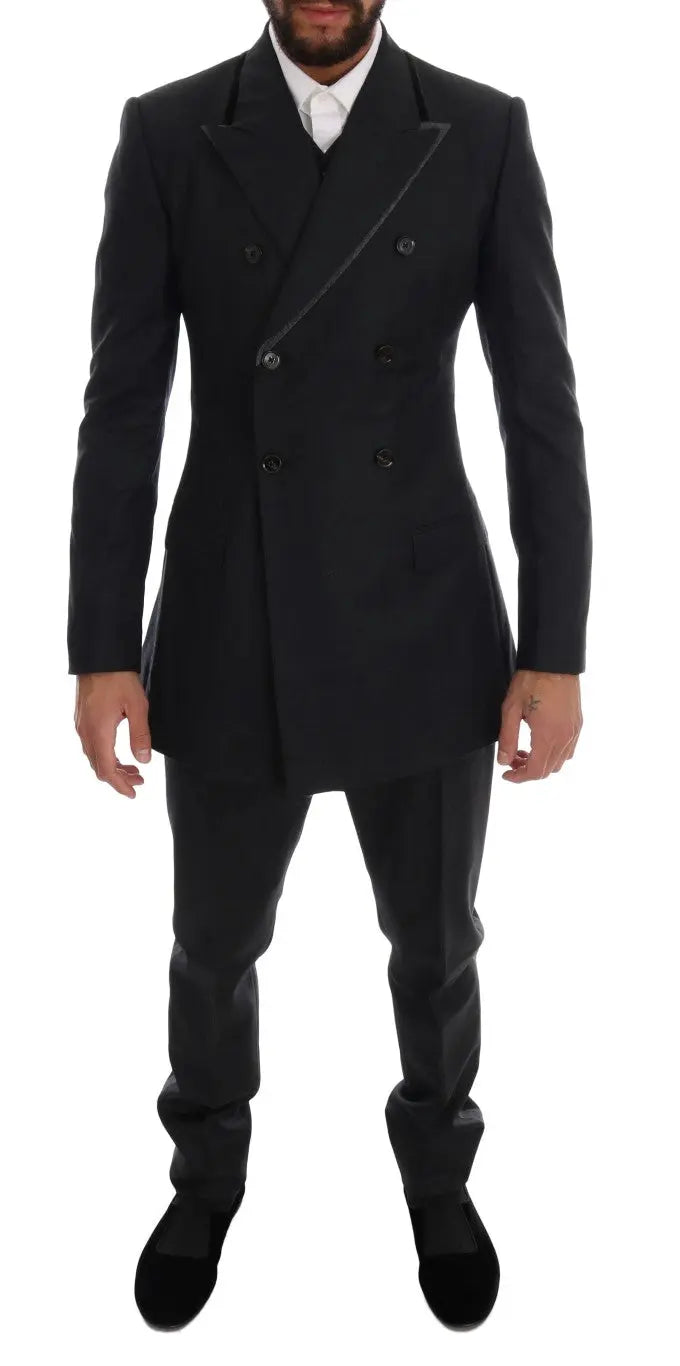 Dolce & Gabbana Gray Wool Double Breasted 3 Piece Suit - Zeiniez