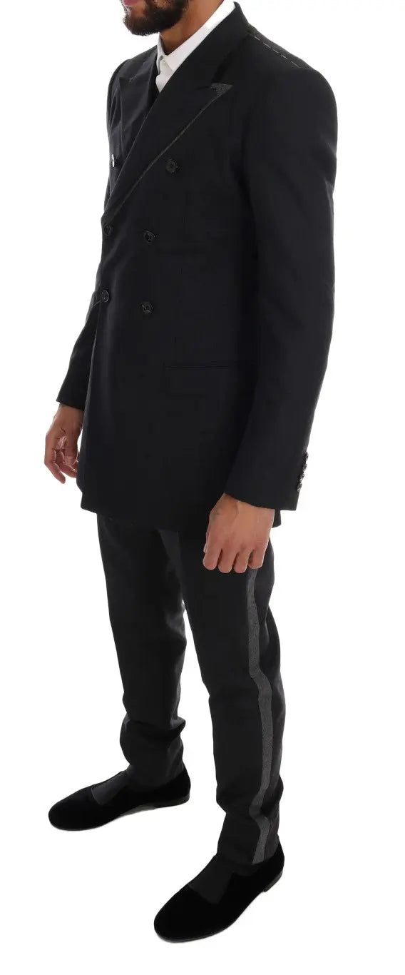 Dolce & Gabbana Gray Wool Double Breasted 3 Piece Suit - Zeiniez