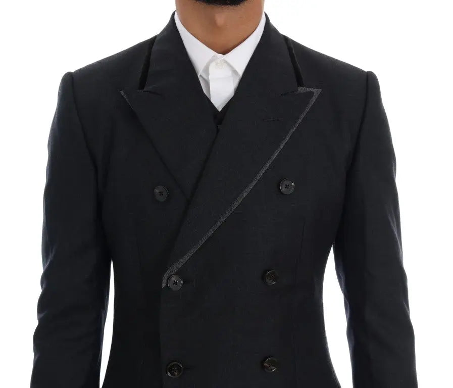 Dolce & Gabbana Gray Wool Double Breasted 3 Piece Suit - Zeiniez