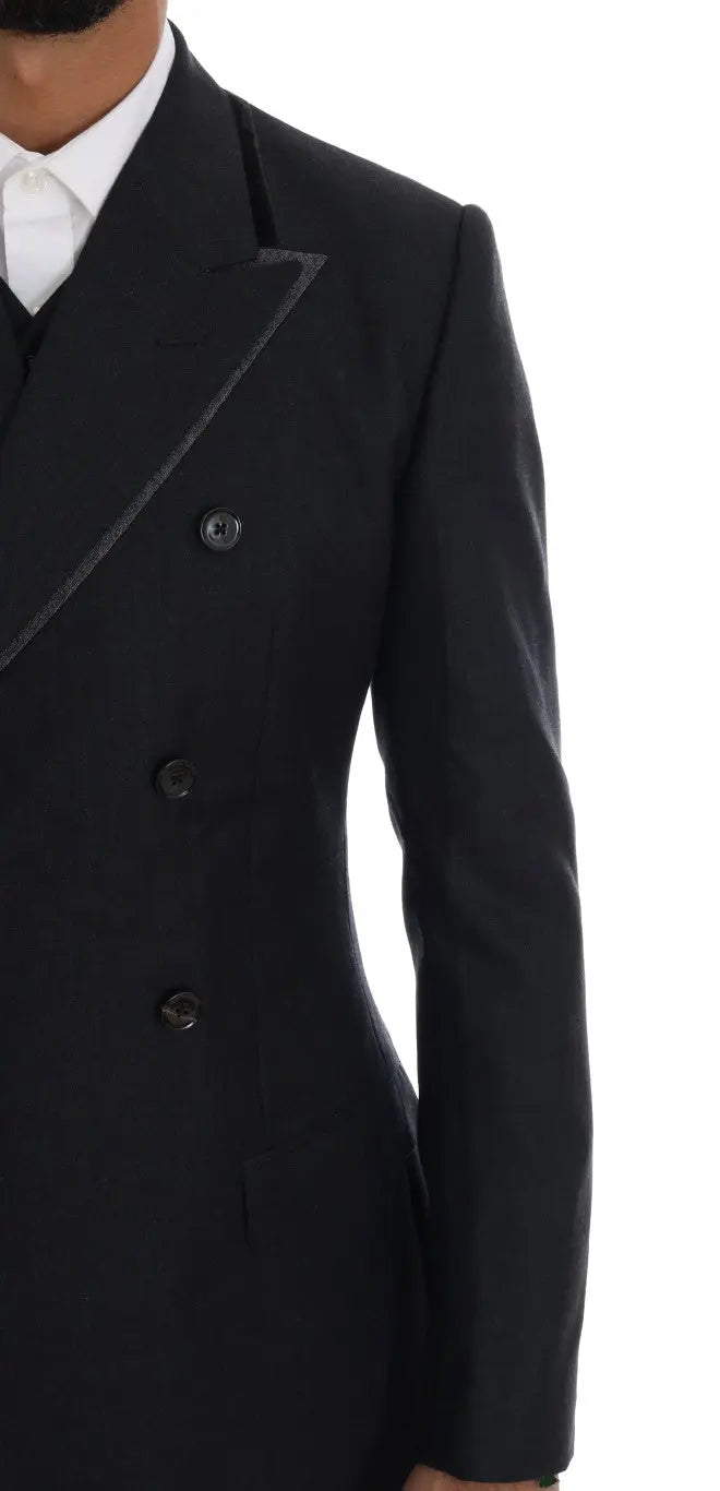 Dolce & Gabbana Gray Wool Double Breasted 3 Piece Suit - Zeiniez