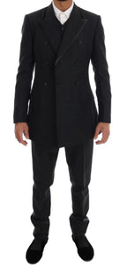 Dolce & Gabbana Gray Wool Double Breasted 3 Piece Suit - Zeiniez