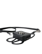 Dolce & Gabbana Black Calfskin Leather DG Logo Coin Purse Lanyard Wallet - Zeiniez